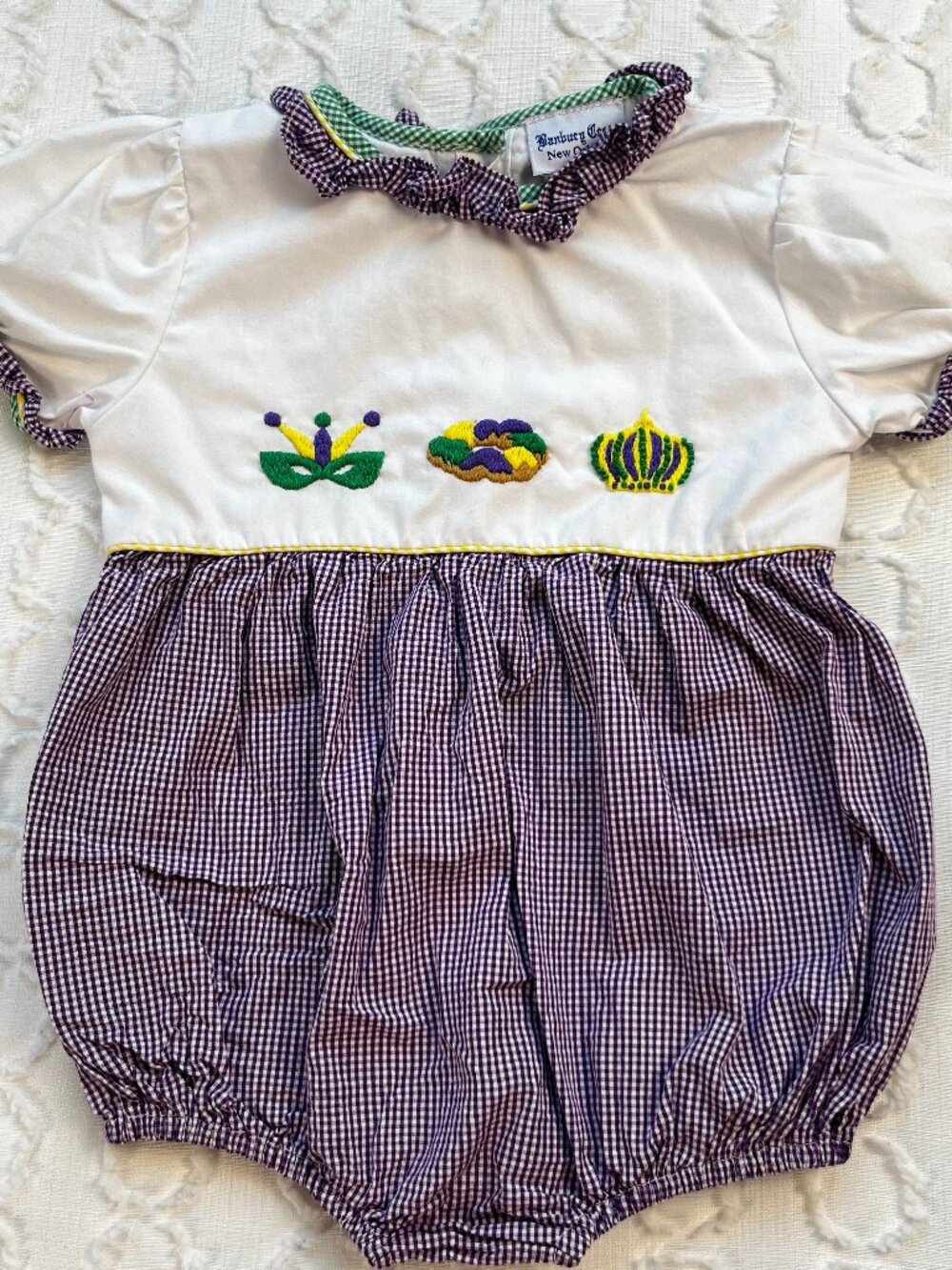 Banbury Cross New Orleans Mardi Gras Bubble Romper Girls 2T Boutique Embroidered